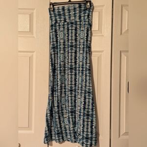 Blue Tie-Dye Maxi Skirt